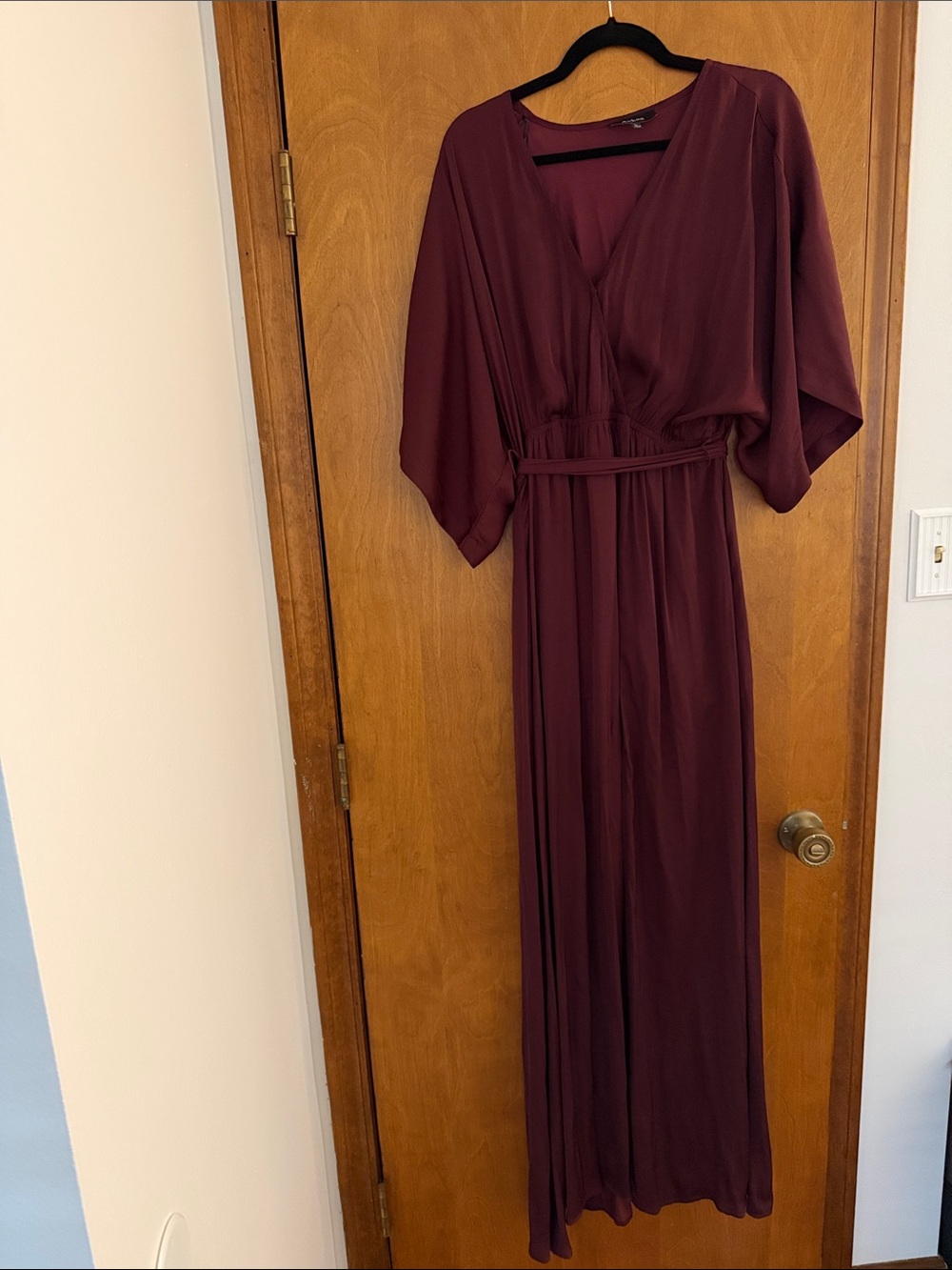 Aakaa Deep Burgundy V-Neck Maxi Dress